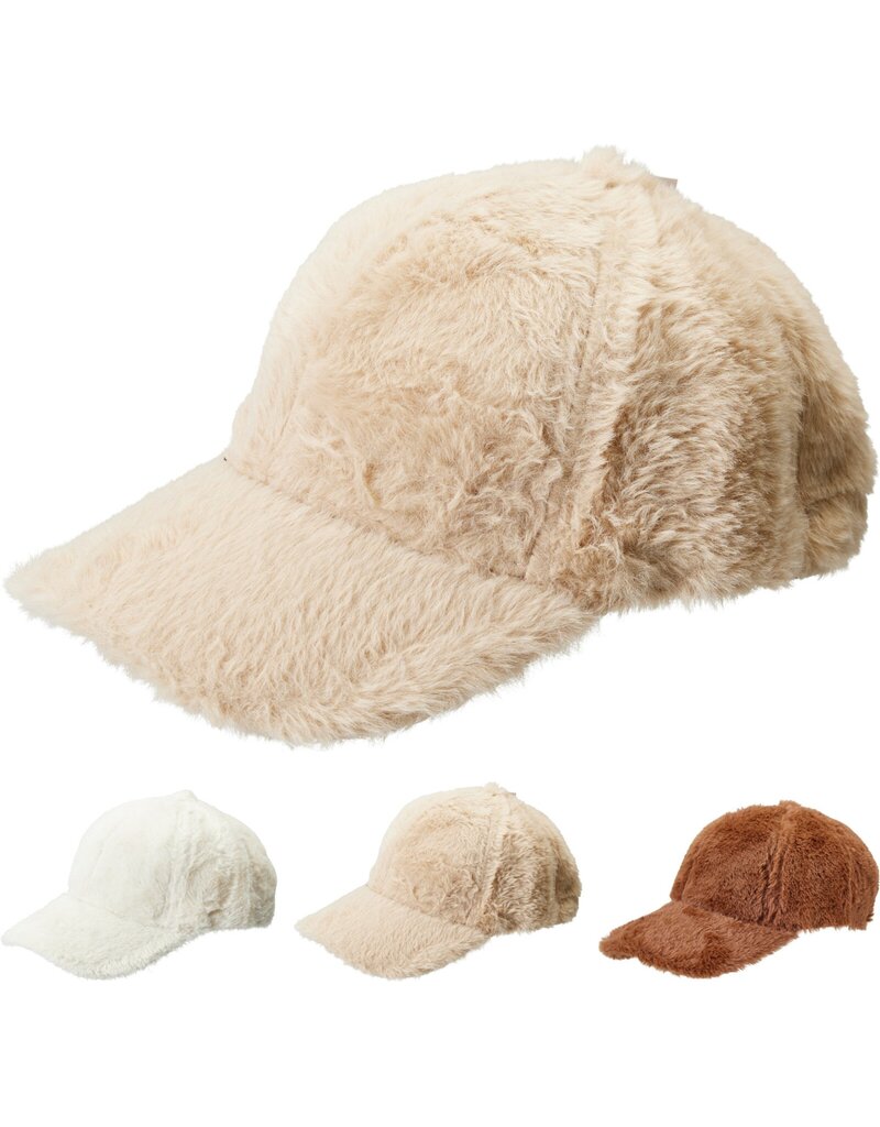 Baseball Pet Faux Bont Maat 56-58cm 3 assorti kleur
