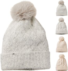 Muts Gebreid met Pompon 4 assorti kleur