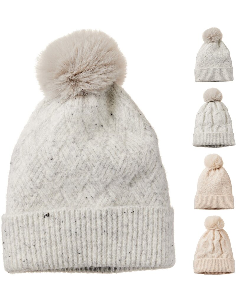 Muts Gebreid met Pompon 4 assorti kleur