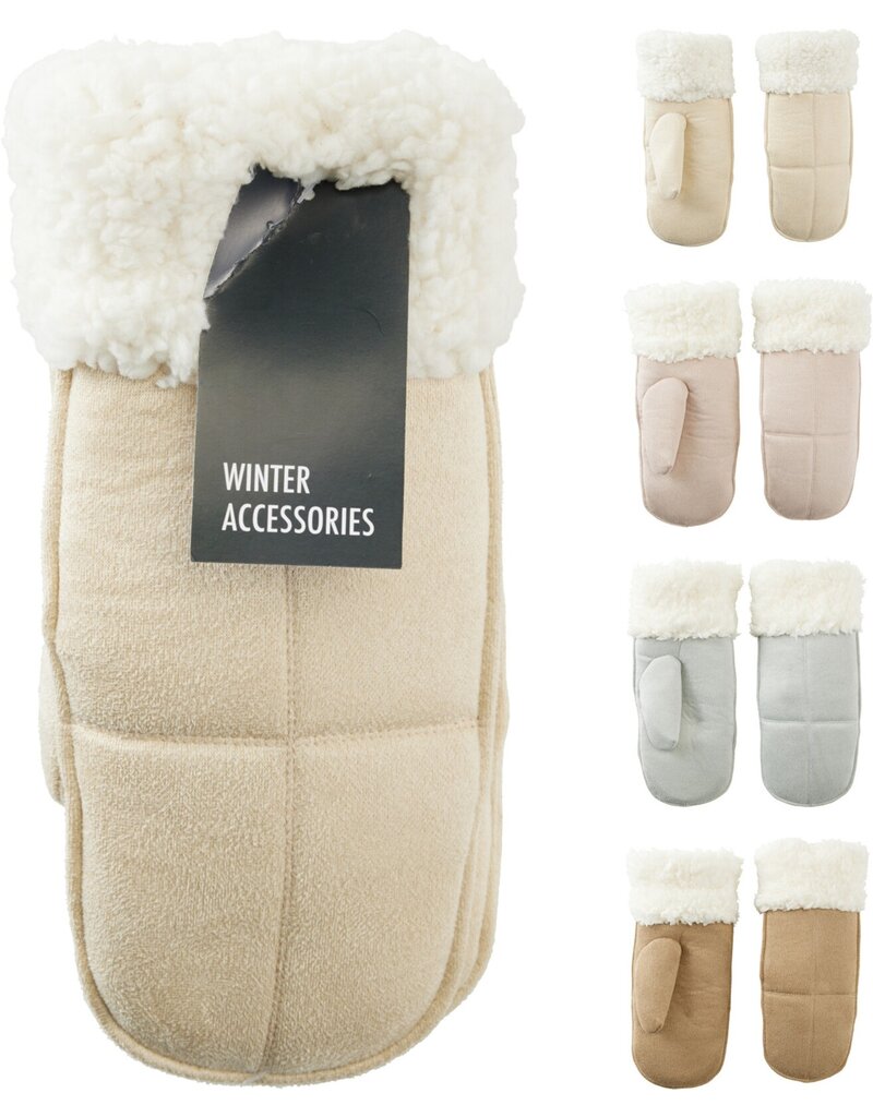 Handschoen Dames Suede Look met Teddy Voering 4 ass kleur