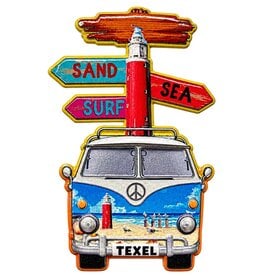 Magneet Bus met Vuurtoren en Texel print 8,5x5cm