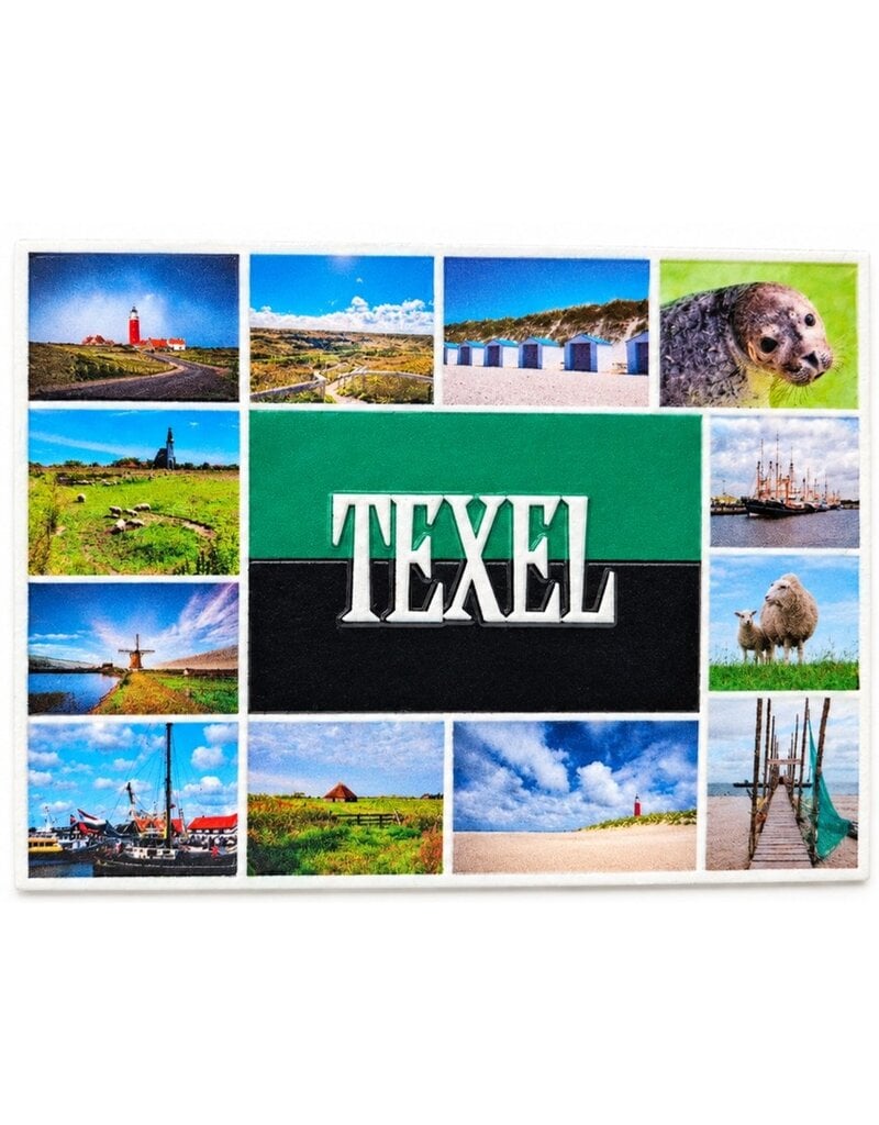 Magneet met 12 prints van Texel 10x7,5cm