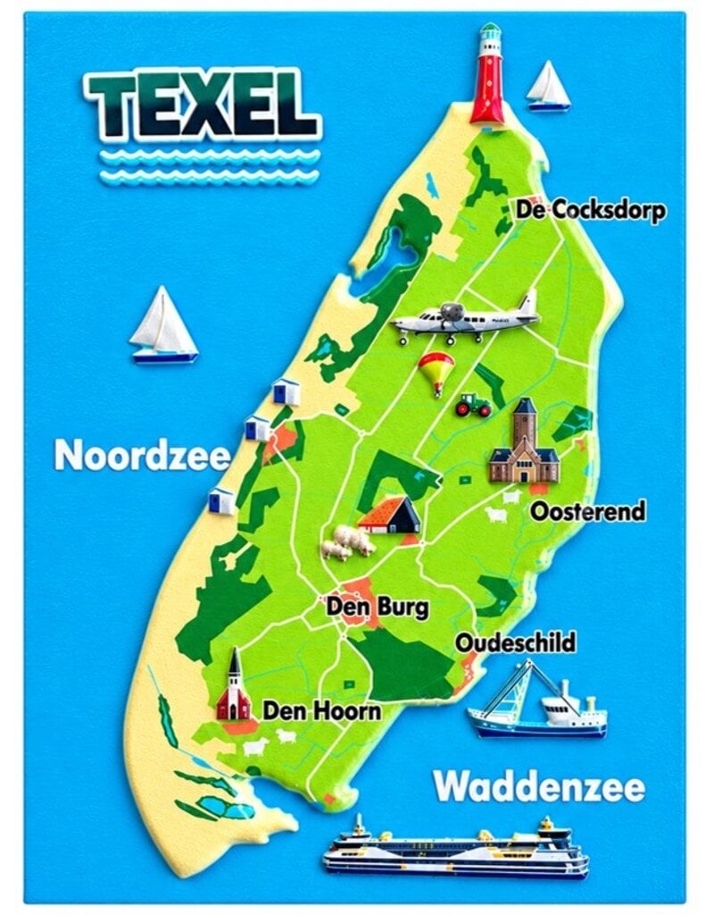 Magneet Kaart Texel 8,5x6cm