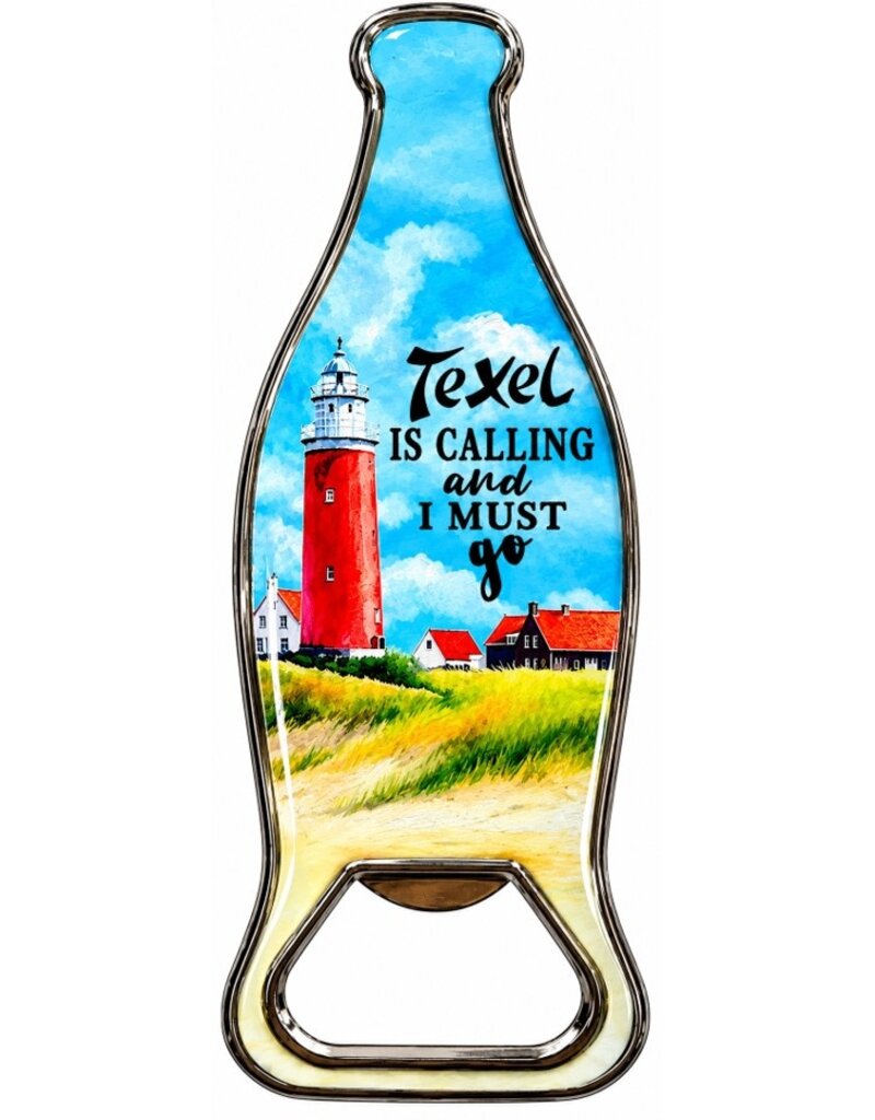 Opener met Vuurtoren Texel, tekst en magneet 10cm