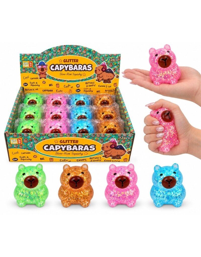 Squeeze Capybara Glitter Slow Rise 7cm 4 assorti kleur