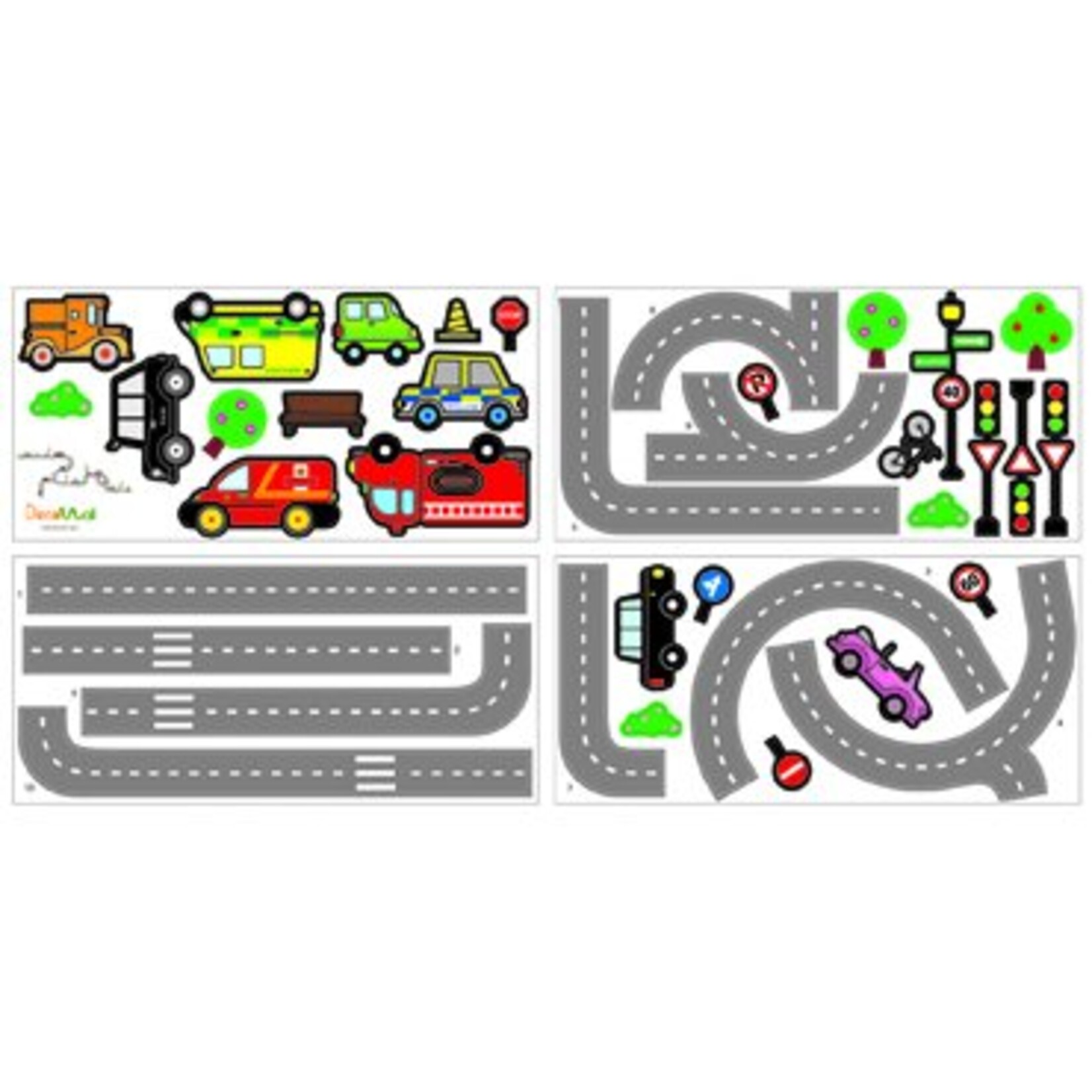 Decowall Muurstickers Road and Cars