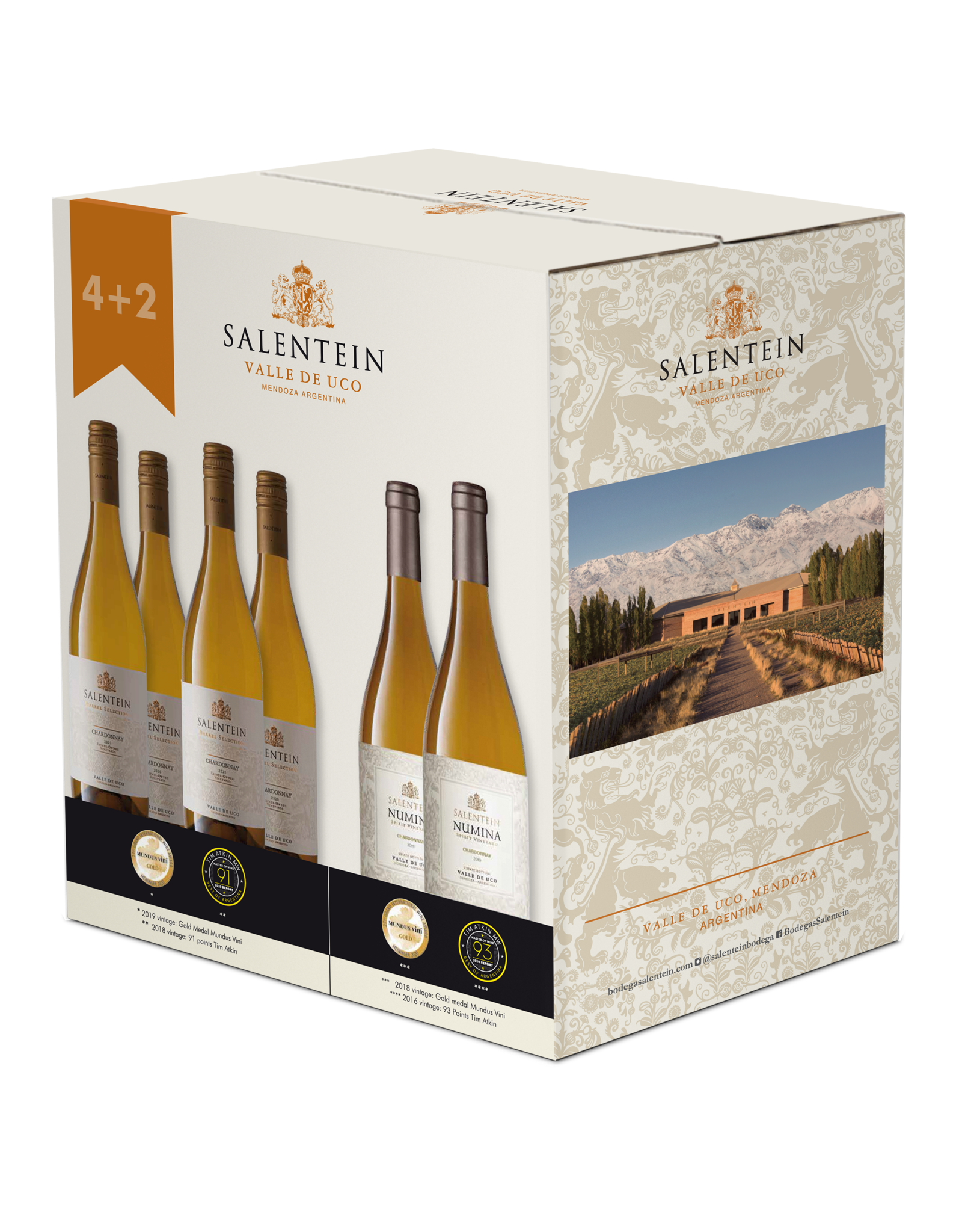 Bodegas Salentein, Mendoza Argentinië ***ACTIE*** Salentein Mixed Case Barrel Selection Chardonnay & Numina Chardonnay, Valle de Uco, Mendoza