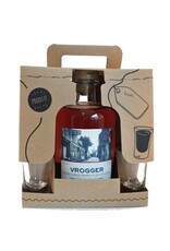 Vrogger Chocolade-Kers Likeur 50cl. in geschenkverpakking met 2 glaasjes