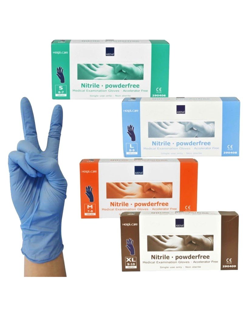 Abena Nitrile Handschoen Ultra Sensitive Poedervrij Blauw L 100st