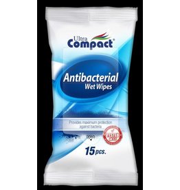 Compact Antibacteriële Wet Wipes  15 stuks