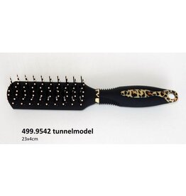Haarborstel Tunnel 23x4cm. Zwart met print