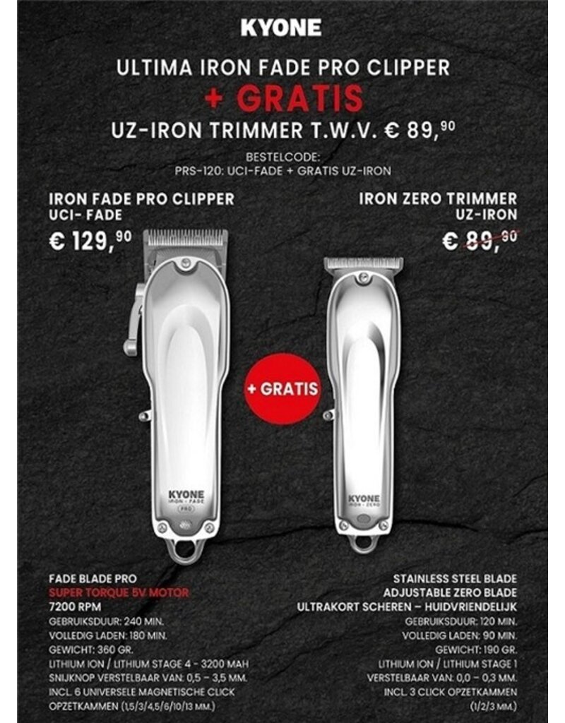 Kyone Kyone Ultima Iron Fade Pro Clipper + UZ-Iron Trimmer