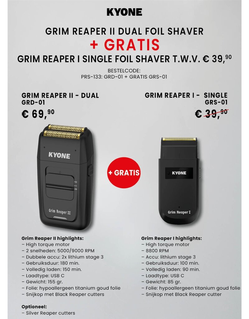 Kyone Kyone Grim Reaper II Dual Foil Shaver + Grim Reaper I Single