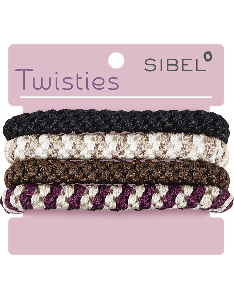 Sibel Sibel Twisties Haar Elastiek Dik 4 Stuks 3 Assorti Kleuren