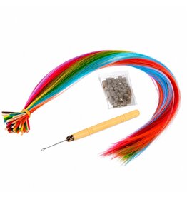 Gekleurde Extensions Synthetisch 40cm 50st+Ringen+Haakje