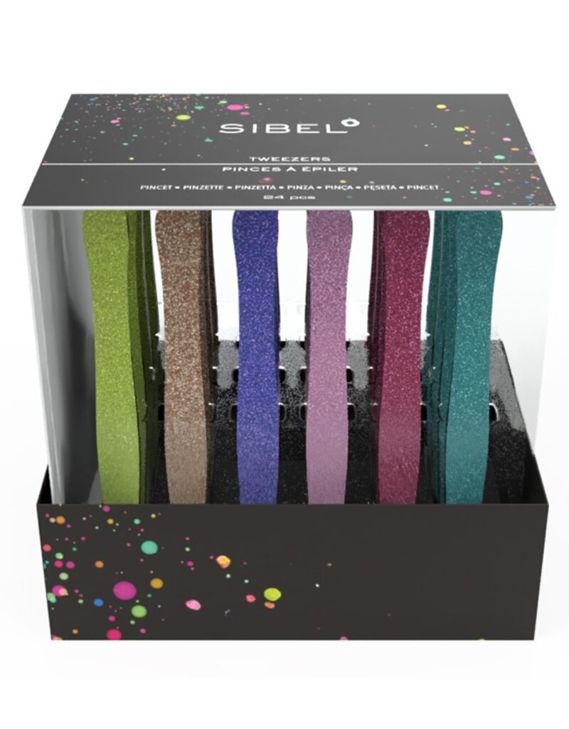 Sibel Pincet Glitter Coating Display 24 Stuks 6 Kleuren