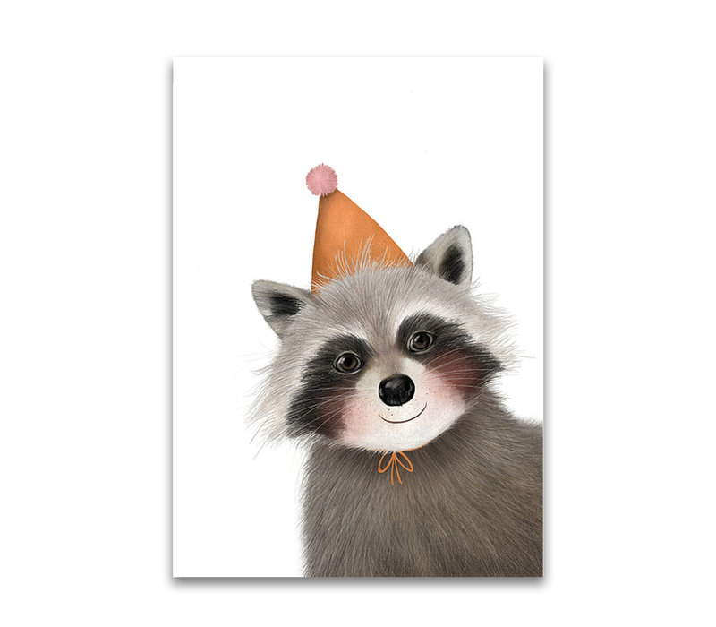 Drawn by sister postcard Raccoon party 