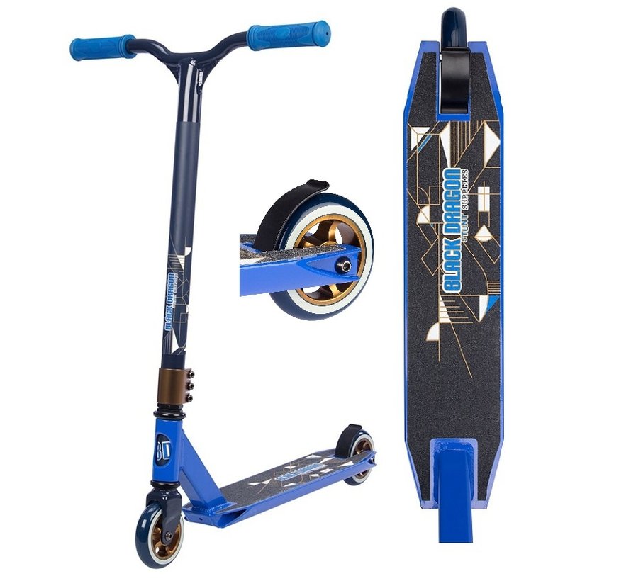 Black Dragon stunt scooter blue with alucore wheels