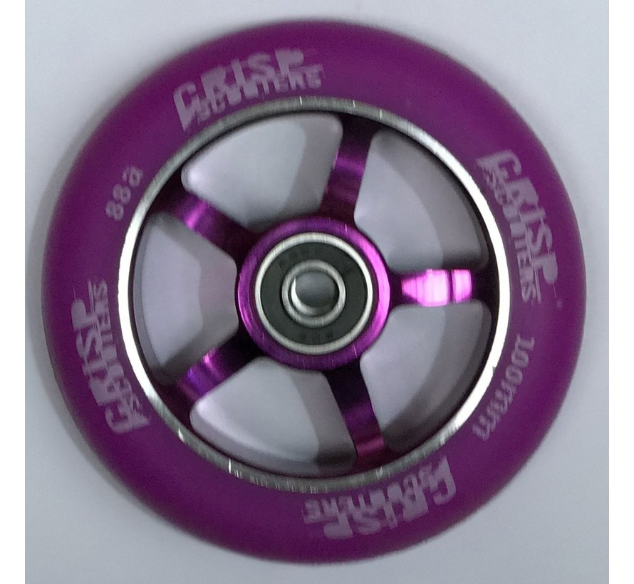 Rueda para patinete acrobático Crisp de aluminio con radios de 100 mm, color morado