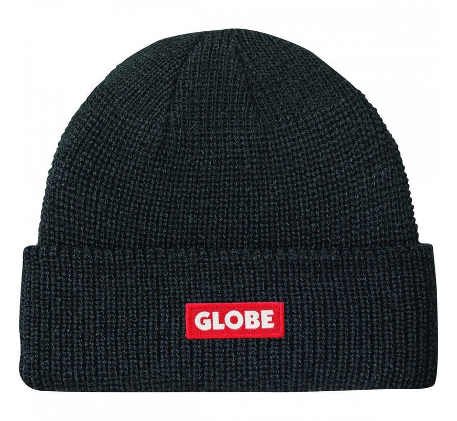 Globe Bar Beanie Black Redlogo