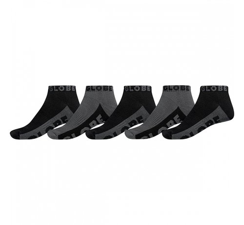 Globe Calcetines tobilleros Globe negro/gris, paquete de 5