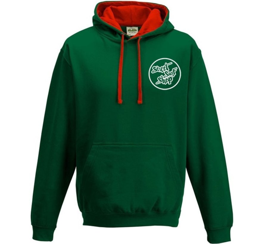 Streetsurfshop Sudadera con capucha Verde Botella Rojo Fuego