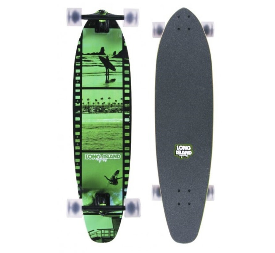 Long Island Frame kicktail longboard ruedas rojas