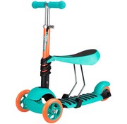 Nijdam Trottinette 3 roues avec siège réglable bleu sarcelle/orange