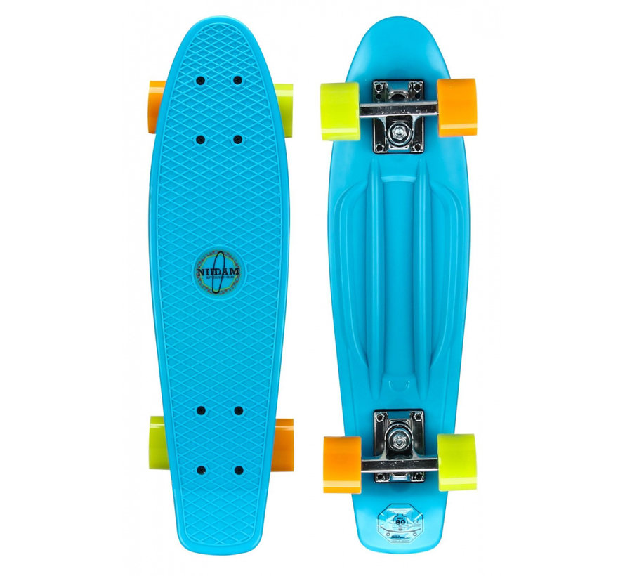 Nijdam 22.5'' Flipgrip Retro Skateboard Blue/Yellow/Orange