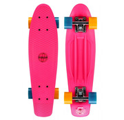 Nijdam Nijdam 22.5'' Flipgrip Retro Skateboard Fuchsia/Orange/Jaune