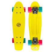 Nijdam Nijdam 22.5'' Flipgrip Retro Skateboard Amarillo/Azul/Fucsia