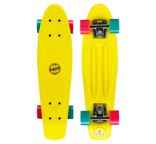 Nijdam  Nijdam 22.5'' Flipgrip Retro Skateboard Amarillo/Azul/Fucsia