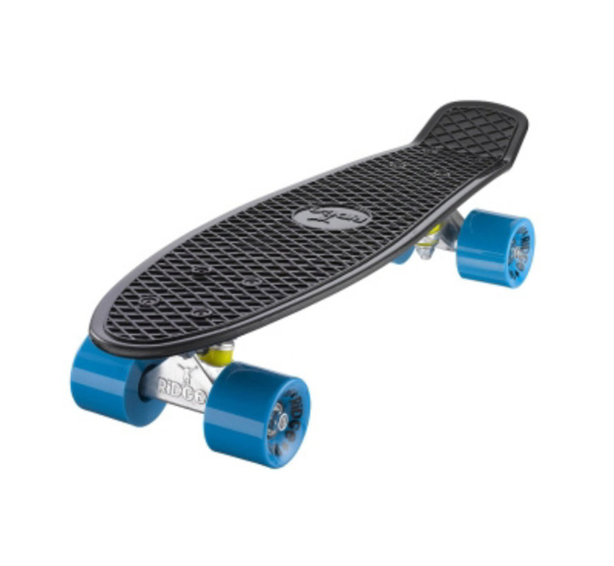 Planche Ridge Retro 22" noire avec roues bleues