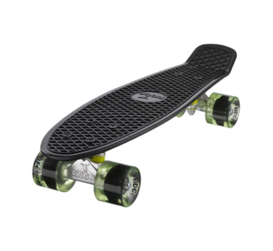 Planche Ridge Retro 22" noire avec roues vert clair