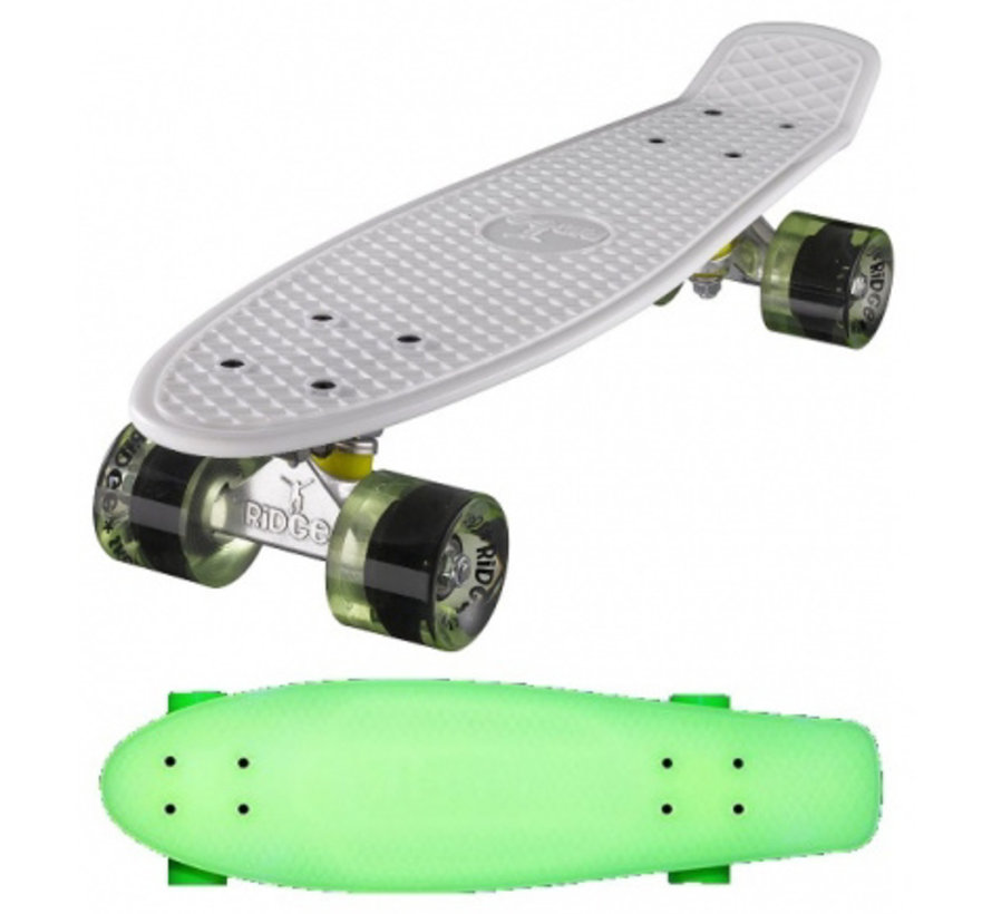 Ridge Retro board 22" Glow with clear green wheels