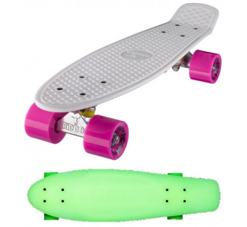 Ridge Ridge retro cruiser Penny Board 22 " glow in the dark mit rosa