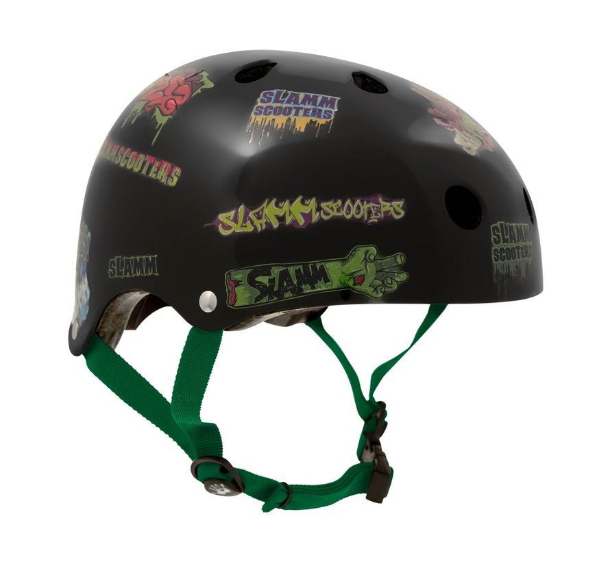 Slamm helm zwart met stickers