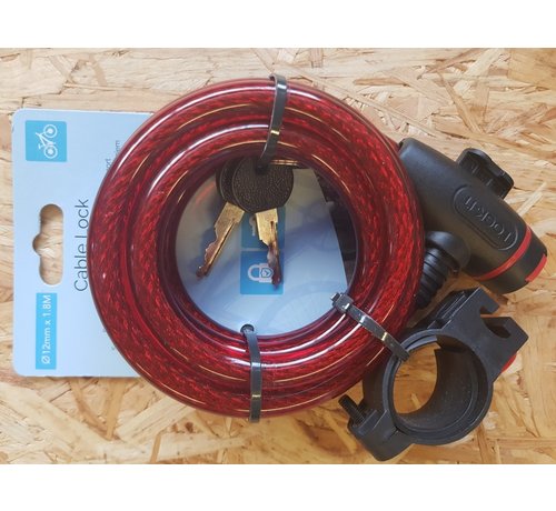 Streetsurfshop Candado de cable 1,8m Rojo