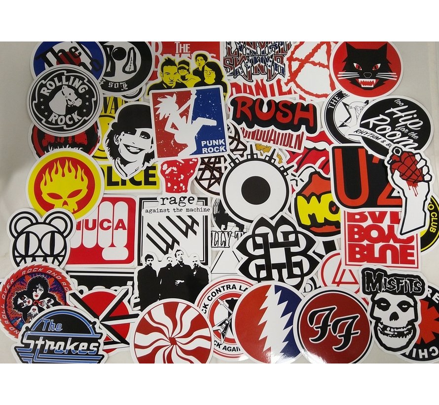 Conjunto de pegatinas de banda de rock.