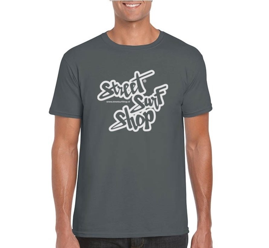 T-shirt z logo SSS w kolorze grafitowym