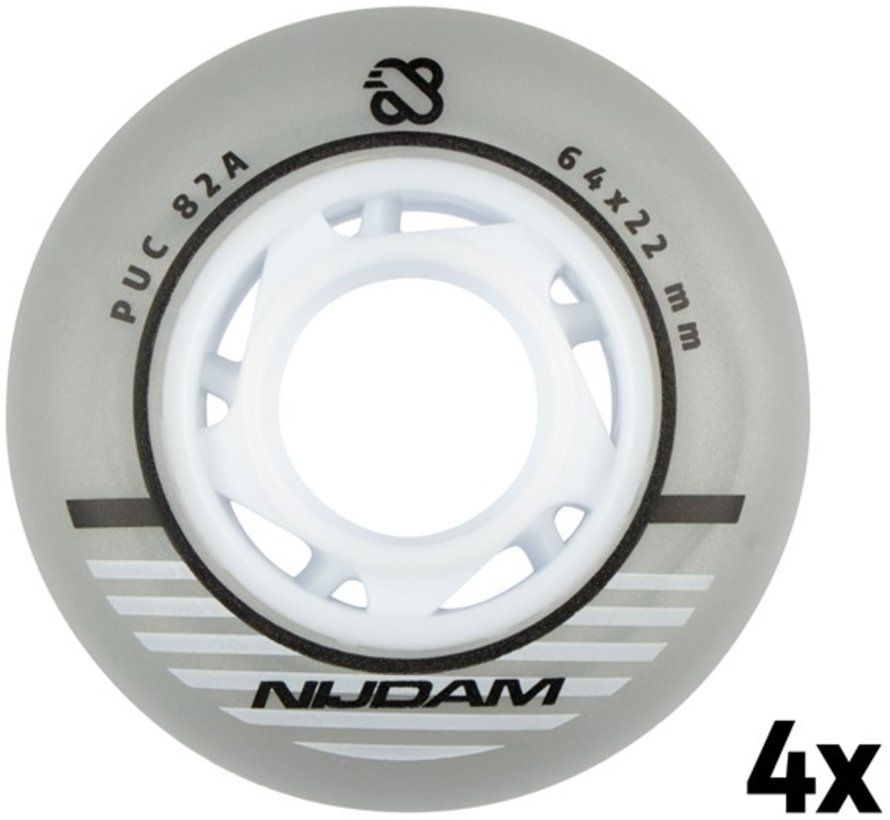 Set of 4 Wheels For Inline Skates 64 x 22 mm 82A