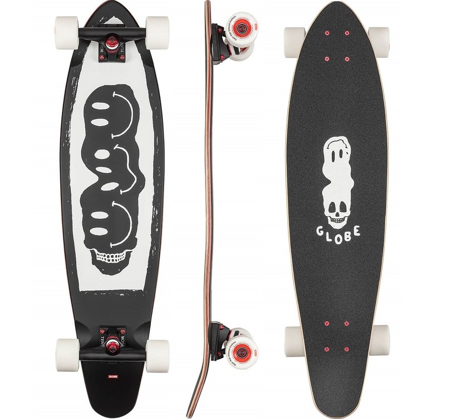 Longboard Globe 34" Bells - Nero/Bianco/Rosso