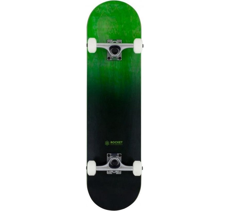 Rocket Skateboard - Double dipped Black Green 8"