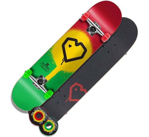 Blue Print  Blueprint Spray Heart Skateboard Rasta 8.0