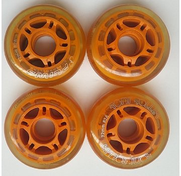 Recommand paire de roues 4 pièces transparentes Roni orange 72mm
