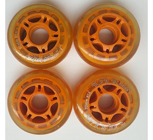 Recommand paire de roues 4 pièces transparentes Roni orange 72mm