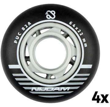 Nijdam Set 4 Wielen Voor Inlineskates 64 x 22 mm Zwart (Set)