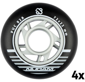 Nijdam Set 4 Wheels For Inline Skates 72 x 22 mm Black