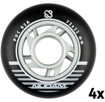 Nijdam Set 4 Wielen Voor Inlineskates 72 x 22 mm Zwart