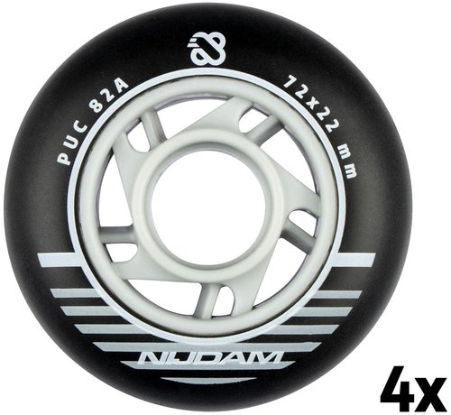 Nijdam  Set 4 Wheels For Inline Skates 72 x 22 mm Black
